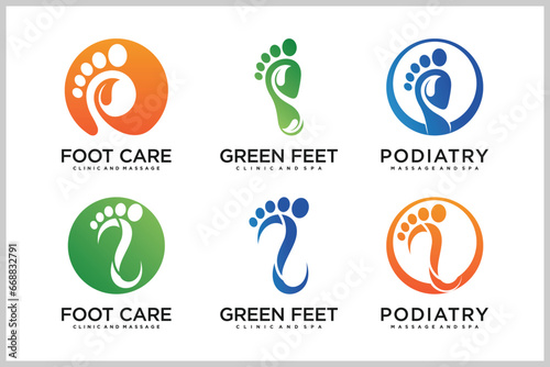 Set bundle podiatry Reflexology logo design unique concept Premium Vector