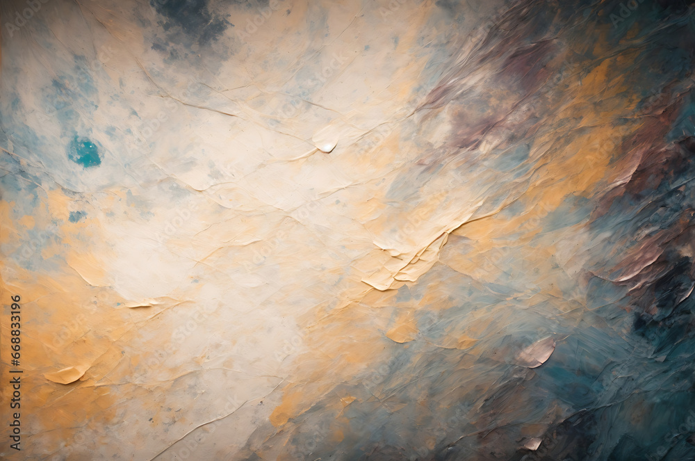 Abstract blue and orange old grunge wall texture background