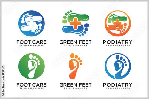 Set bundle podiatry Reflexology logo design unique concept Premium Vector