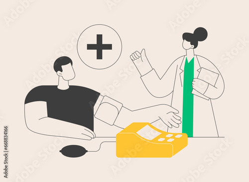 Blood pressure screening abstract concept vector illustration.