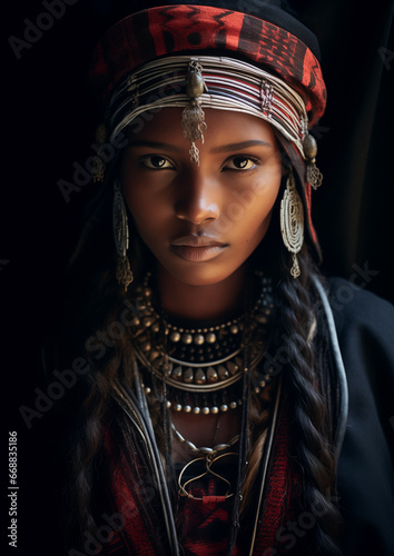 A Portrait of a Young Beautiful Tribal Girl-Dark and Moody Portrait © simon