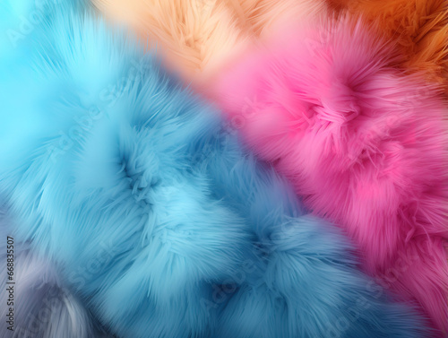 Multicolored faux Multicolored faux fur rainbow gradient. Generative Ai