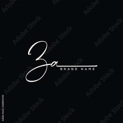 ZA letter beauty handwriting vector logo.  photo