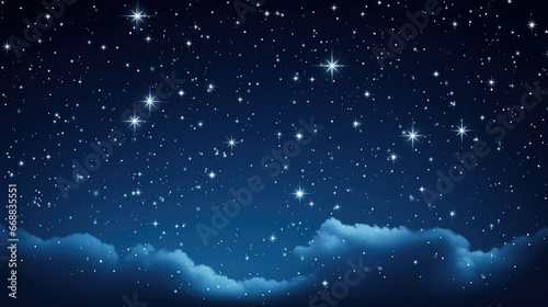 Sparkling graphics of shimmering stars in a deep blue night sky