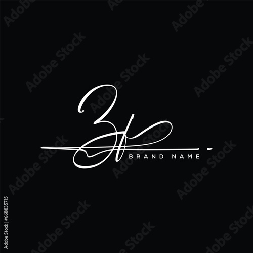 ZF letter beauty handwriting vector logo. 