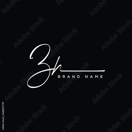 ZH letter beauty handwriting vector logo.  photo