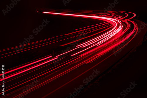 lights of cars driving at night. long exposure photo
