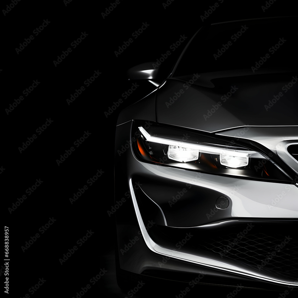 Photo Closeup on an headlight of a sport car with copy space advertising banner Photo Closeup on an headlight of a sport car with copy space advertising banner