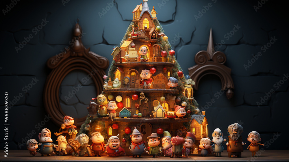 Obraz premium christmas tree in the night with toys