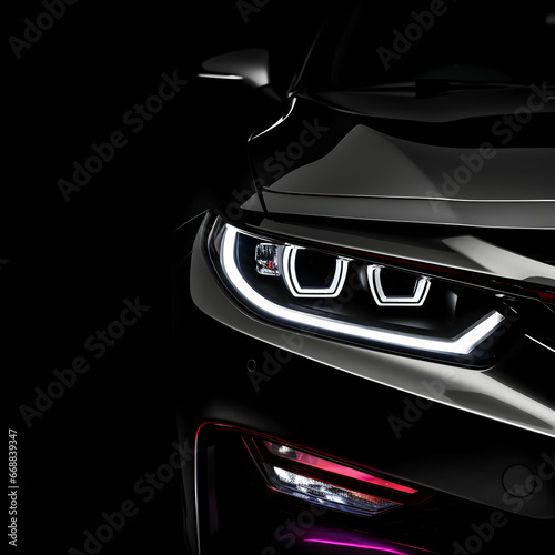 Photo Closeup on an headlight of a sport car with copy space © artistic