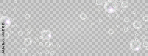 Air bubbles on a transparent background. Soap foam vector illustration.
