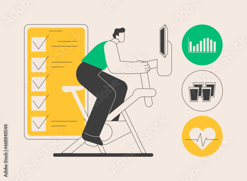 Connected workout abstract concept vector illustration.