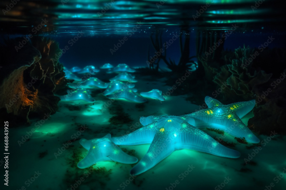 Underwater world in the stars. AI Generated - obrazy, fototapety, plakaty 