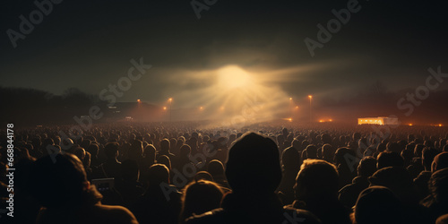 drone over festival crowd.