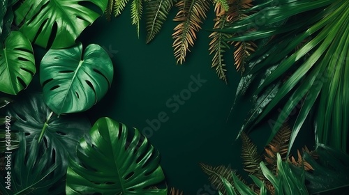 Tropical leaves with copy space. Wallpaper concept. Banner concept