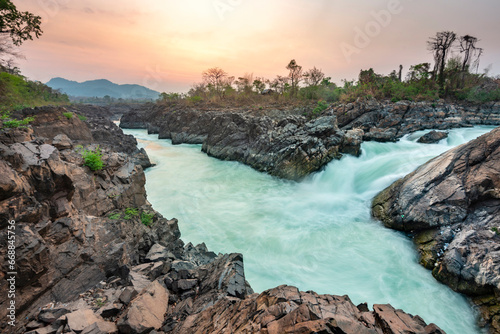 Li Phi Somphamit Waterfalls-Don Khon island,Si Phan Don,Southern Laos. photo