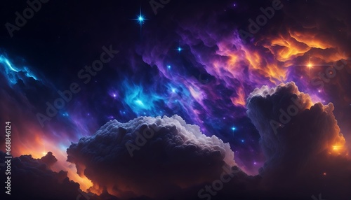 The mesmerizing beauty of a colorful space galaxy cloud nebula against the backdrop of a starry night cosmos for a captivating astronomy background
