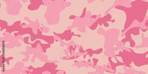 Digital Pink Camouflage Seamless Brush. Seamless Girl Print. Vector Military Background. Army Modern Pink Texture. Urban Camo Paint. Abstract Vector Camoflage. Camo Rose Canvas. Women Hunter Pattern. © Ihar