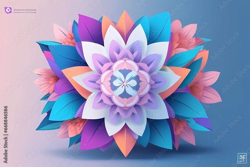 Abstract colorful flower in the form of a lotus. Vector illustration.