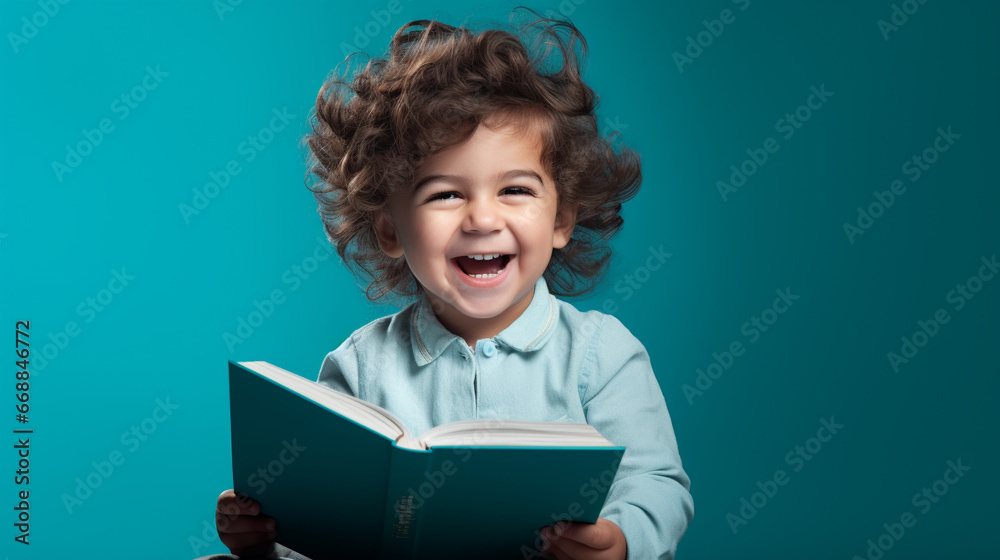 Little happy kid reading a book Little happy kid reading a book