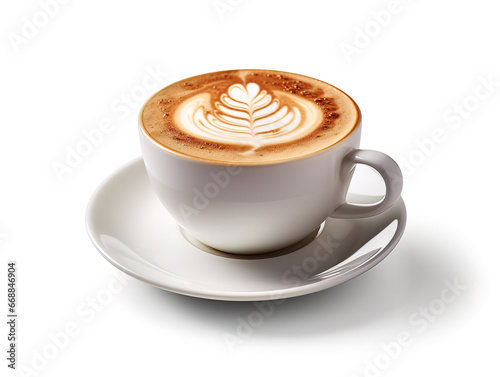 Cup latte Isolated on White, cartoon style. Generative Ai
