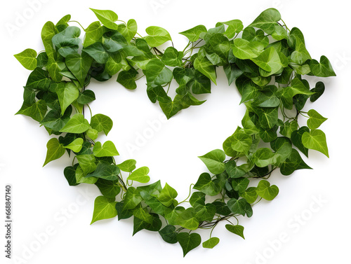 Heart of different green leaves, isolated on white. Generative Ai