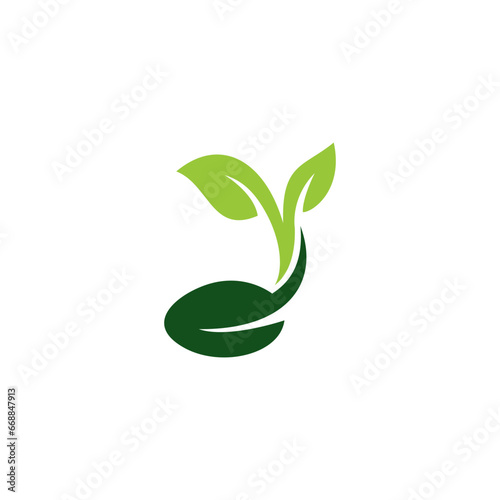 green leaf icon vector stock