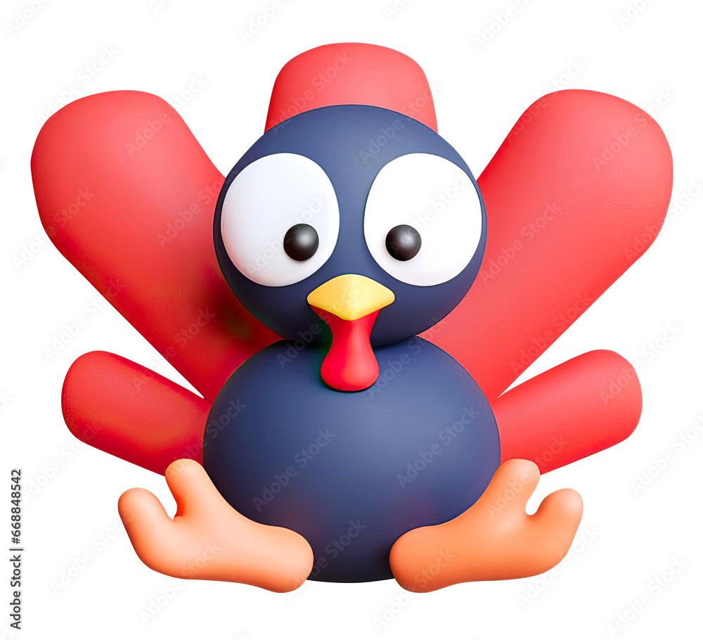 Turkey character 3d render. 3d rendered cartoon illustration for Thanksgiving. Little cute turkey icon Turkey character 3d render. 3d rendered cartoon illustration for Thanksgiving. Little cute turkey icon