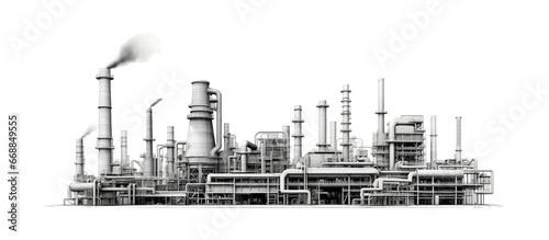 industrial plant isolated on a transparent background, Oil and gas industry,refinery factory, petrochemical plant area. Generative AI