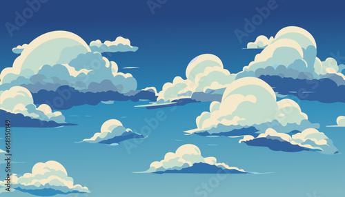 Blue Sky With White Clouds Clear Sunny Day