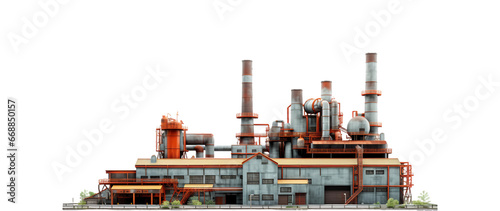 industrial plant isolated on a transparent background, Oil and gas industry,refinery factory, petrochemical plant area. Generative AI