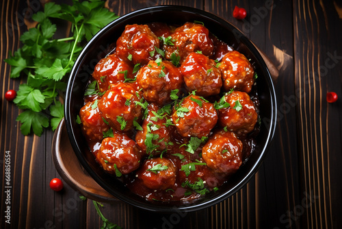 Meatballs in Sweet and Sour Tomato Sauce - Created with generative AI tools
