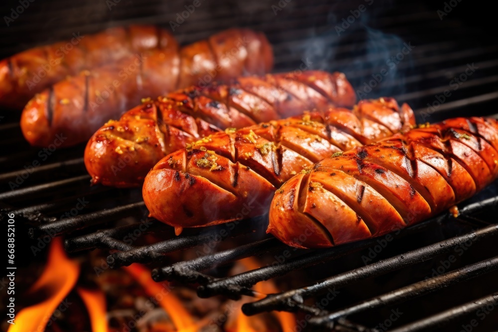 grilled hot links with smoke rising