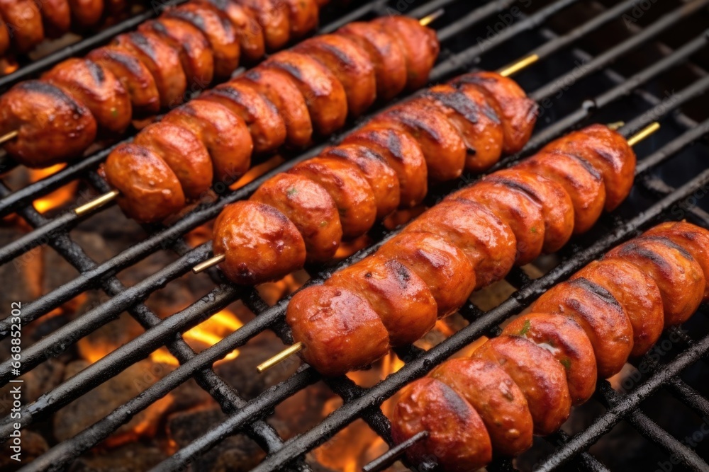 bbq sausages with lines from a grill grate