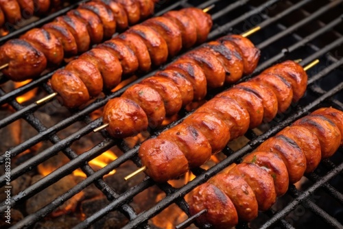 bbq sausages with lines from a grill grate