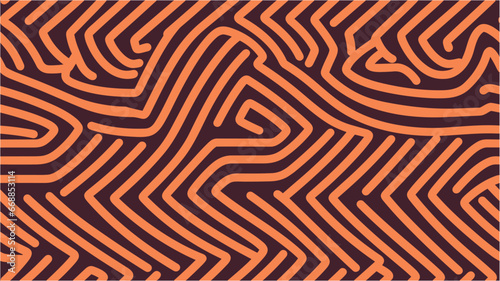 Abstract and psychedelic background. Abstract zig zag line wave background. Simple orange background with circle lines pattern. Simple vector illustration. Vector Illustration. Seamless.