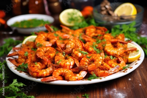 bbq spiced shrimp with herbs and spices scattered around © Alfazet Chronicles