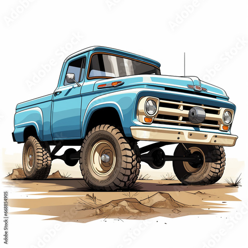 Pickup Truck on White Background Clean Look