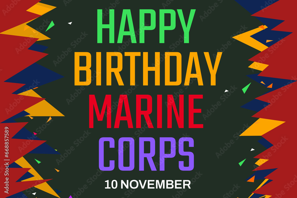 US. Happy Birthday the United States Marine Corps Wallpaper with traditional border design. Marine corps birthday backdrop poster - obrazy, fototapety, plakaty 