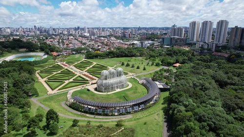 Botany Garden of Curitiba Brazil. Panorama landscape of leisure park at Curitiba, Brazil. Nature landscape. People have fun at this natural park. Curitiba, Brazil.
 photo