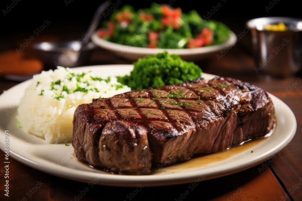 brazilian churrasco steak cut and served on a plate brazilian churrasco steak cut and served on a plate