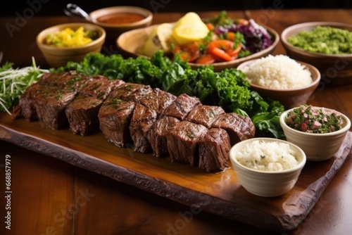 brazilian churrasco spread with traditional sides