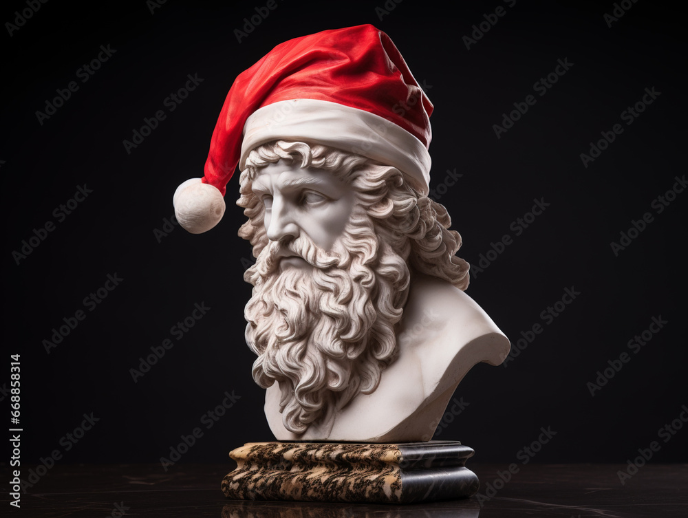 Antique sculpture of Santa Claus - obrazy, fototapety, plakaty 