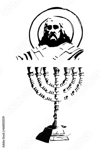 Jesus Christ, a Jewish septuagenarian. Vector, eps