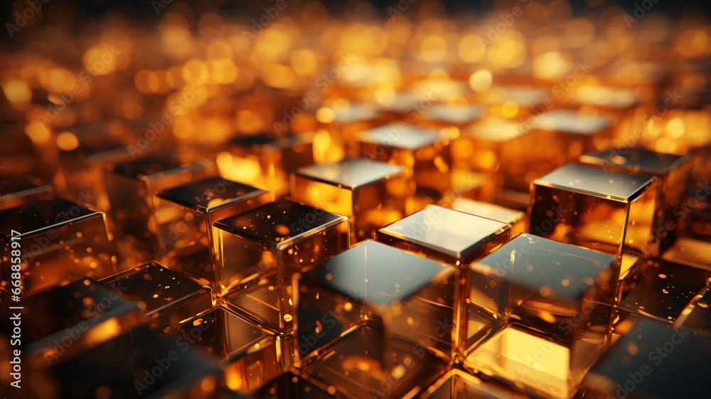 Fototapeta premium abstract background with cube pattern, golden geometric wallpaper