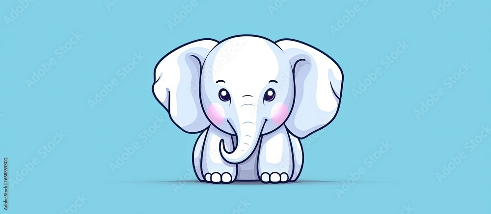 Fototapeta premium Cute cartoon elephant drawn with a cold gradient line