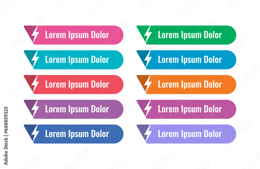lightning symbol and banner set. ten steps banner template. banner set for internet, web, business lightning symbol and banner set. ten steps banner template. banner set for internet, web, business