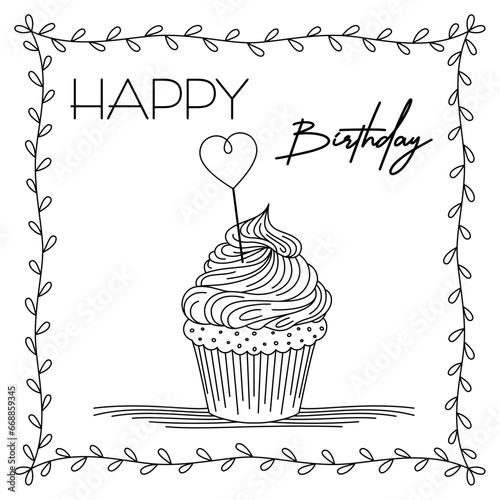Geburtstagskarte mit Cupcake mit  transparentem Hintergrund 