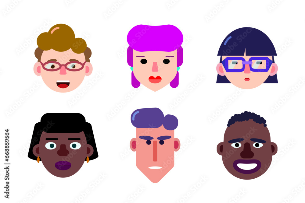 Design of funny faces of flat characters2 Design of funny faces of flat characters2