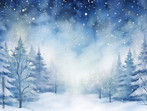 Watercolor winter with snow, illustration background © TatjanaMeininger